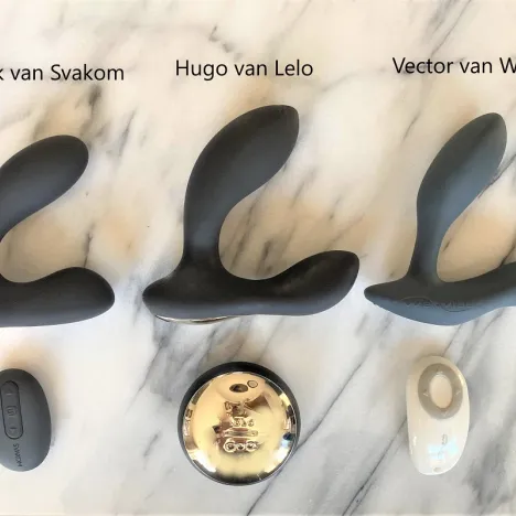 prostaat massagers Victor, Vector en Hugo naast elkaar