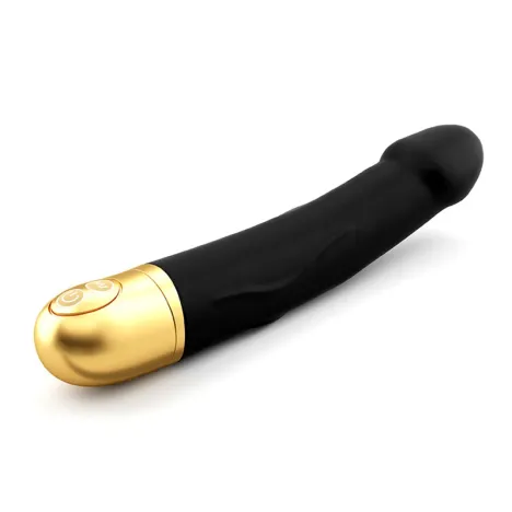 goede penisvormige vibrator op batterijen zwart liggend M