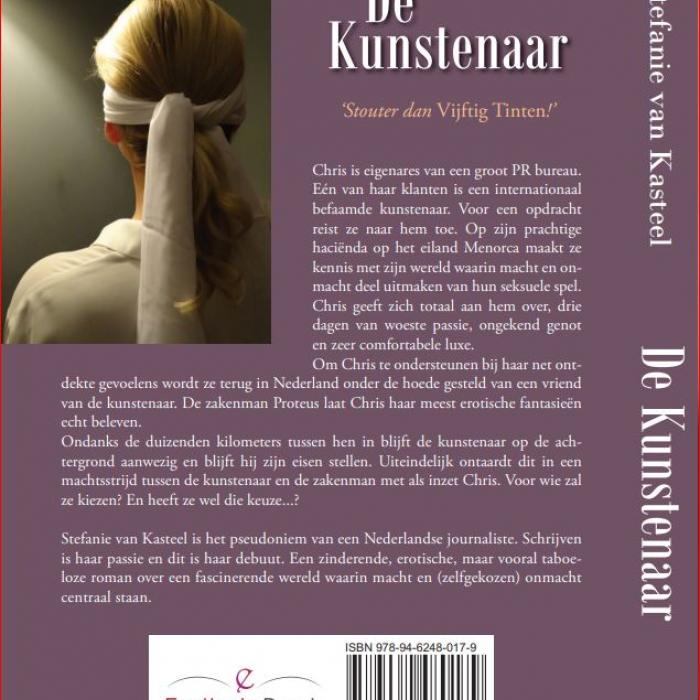Achterzijde erotische spannende roman De Kunstenaar van Stefanie van Kasteel