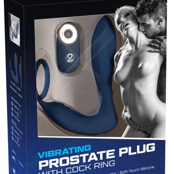 Vibrerende prostaat plug met cockring in verpakking
