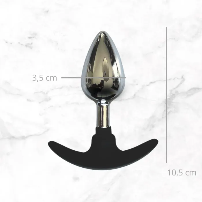 metalen buttplug met siliconen achterkant, maat M