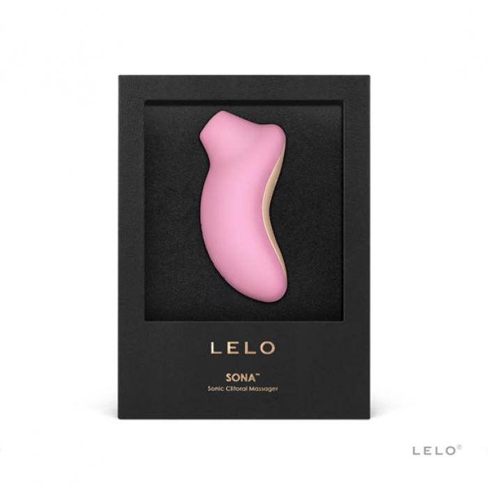 Sona luchtdruk vibrator van Lelo in licht roze in verpakking